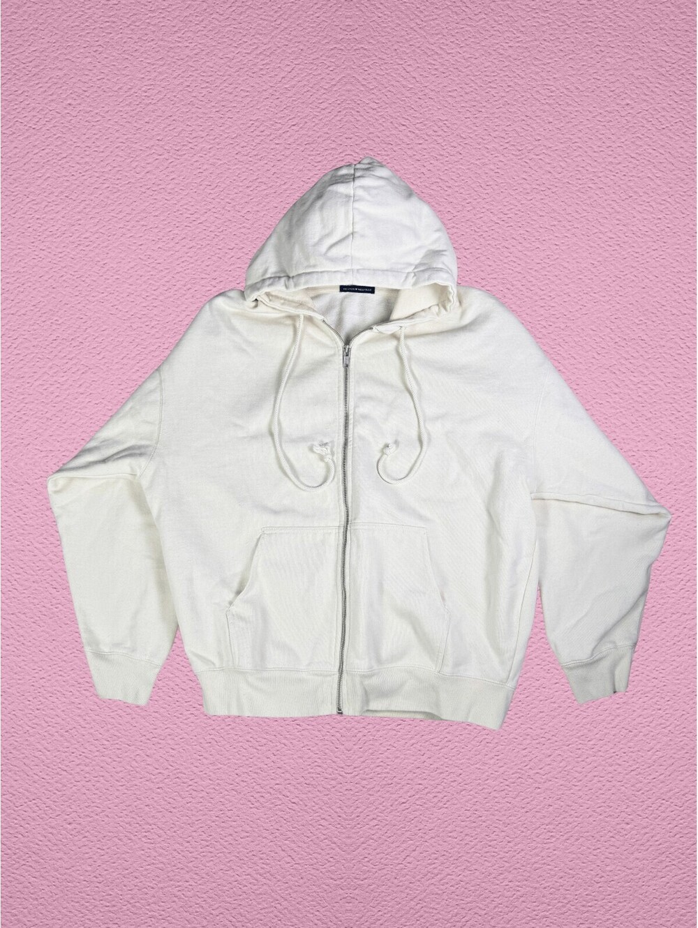 Brandy Melville Ivory Cream Oversized Zip Up Hoodie